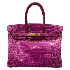 Rare Hermés Violet Porosus Birkin Bag