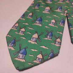 Rare cravate en soie Hermès Windmills