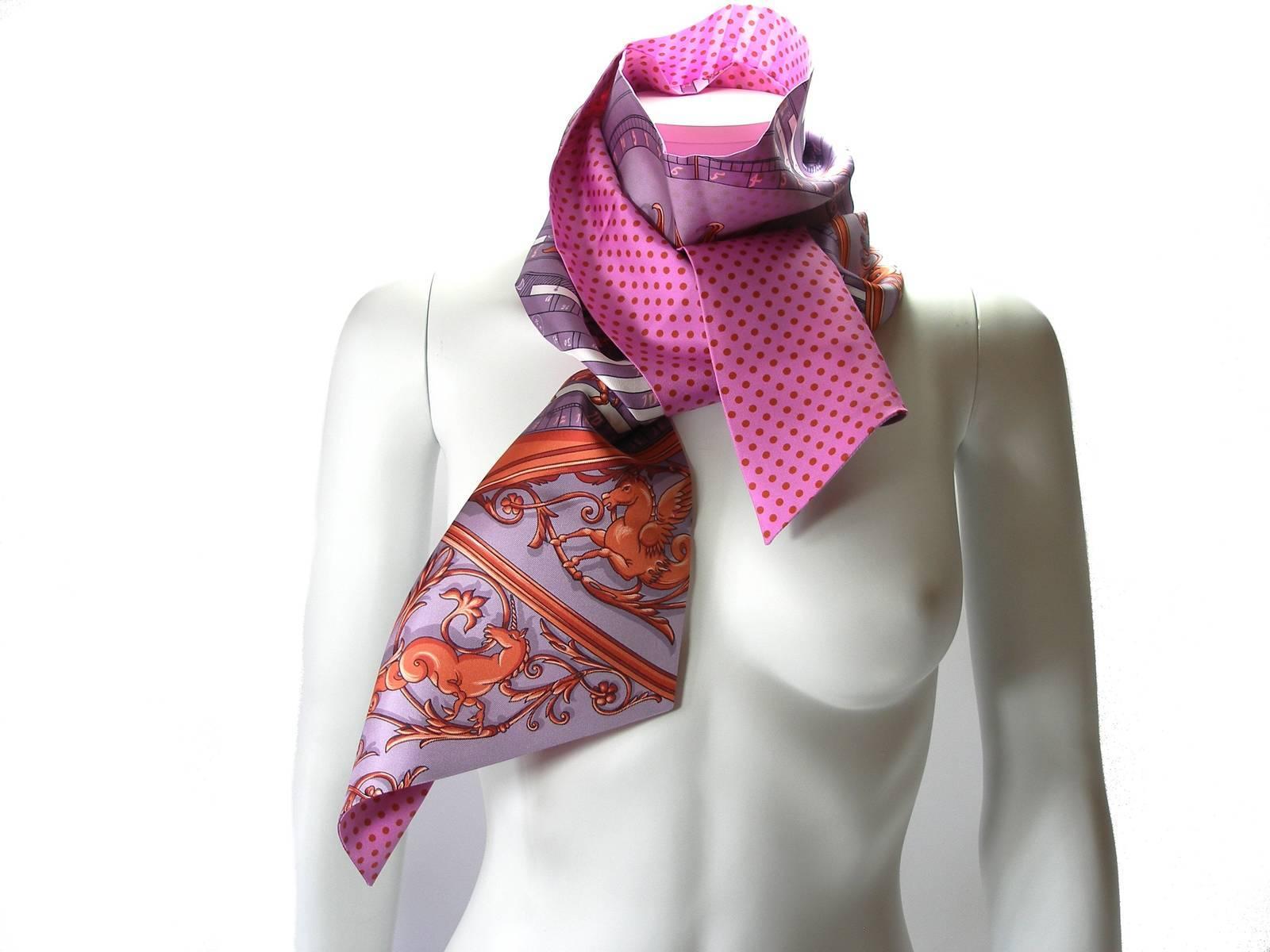 HERMÈS Scarf Maxi Twilly Astrologie Pois 
Twill Silk 
Year 2016 
Hermès Made in France
Multicolor / Pink 
Dimensions : 220 x 20 cm 
Like New
Sorry no box 
Thank you for visiting my shop !