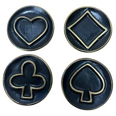 Rare Herta Baller Brass Plate Card Player Set, 1950s, Vienna Austria