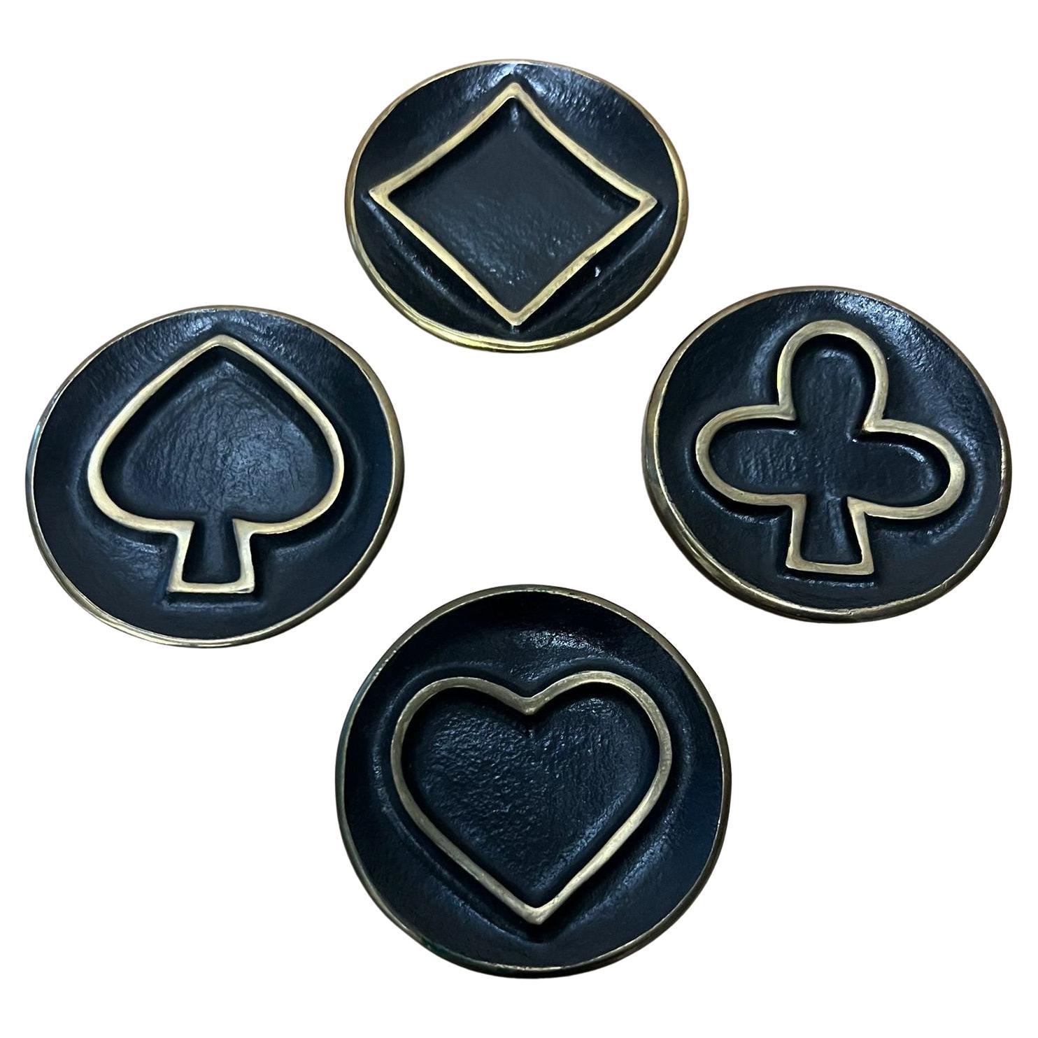 Rare Herta Baller Brass Plate Card Player Set, 1950s, Vienna Austria For Sale