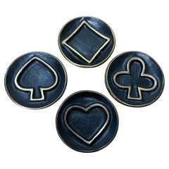 Rare Herta Baller Brass Plate Card Player Set, 1950s, Vienna Austria