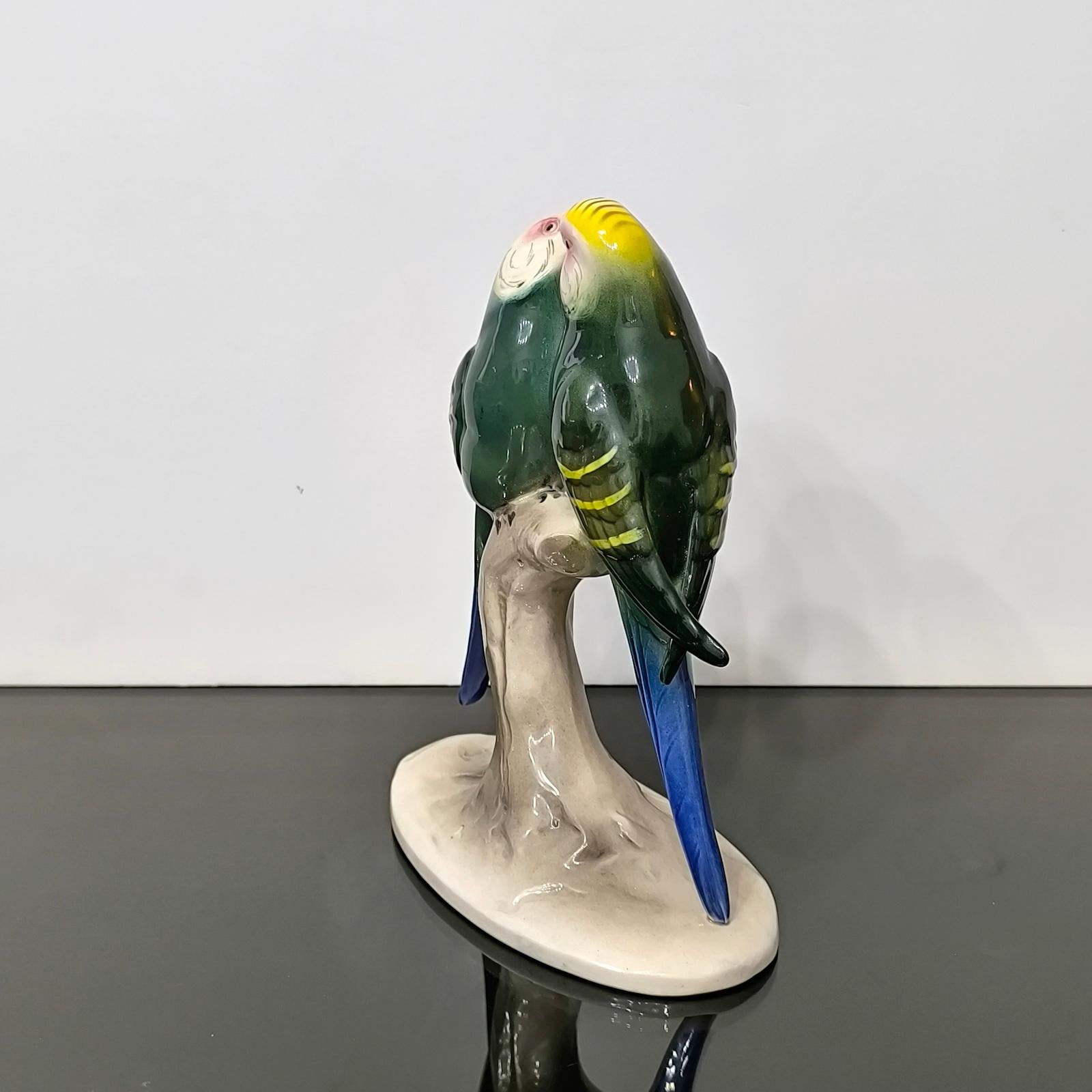 Raro Hertwig Katzhutte Germania Coppia di parrocchetti in porcellana Ornamento In condizioni ottime in vendita a Bochum, NRW