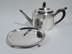 Rare Hester Bateman Georgian Neoclassical Teapot on Stand