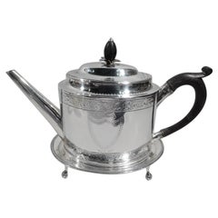 Rare Hester Bateman Georgian Neoclassical Teapot on Stand