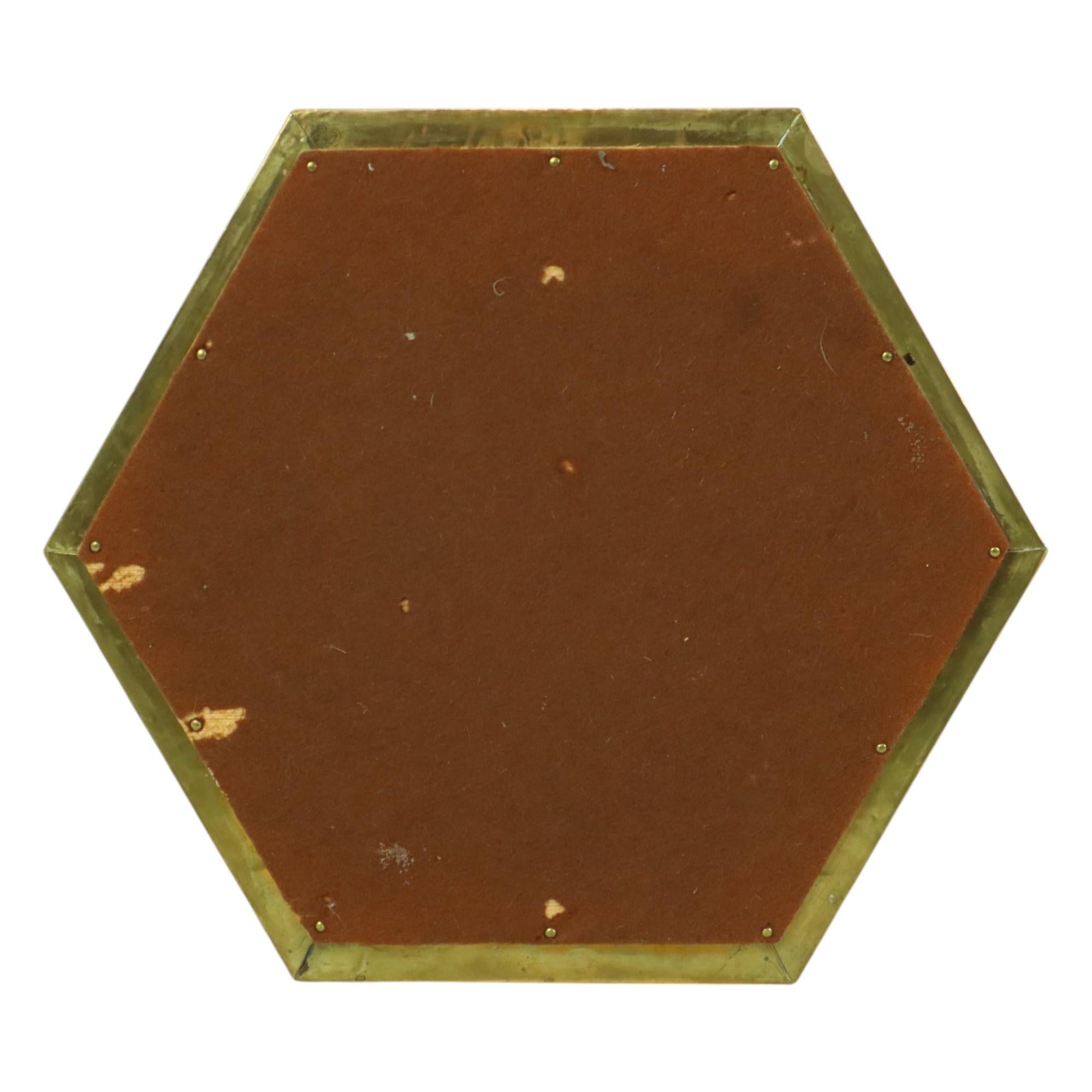 Rare miroir hexagonal en laiton Rodolfo Dubarry 1970 en vente 4