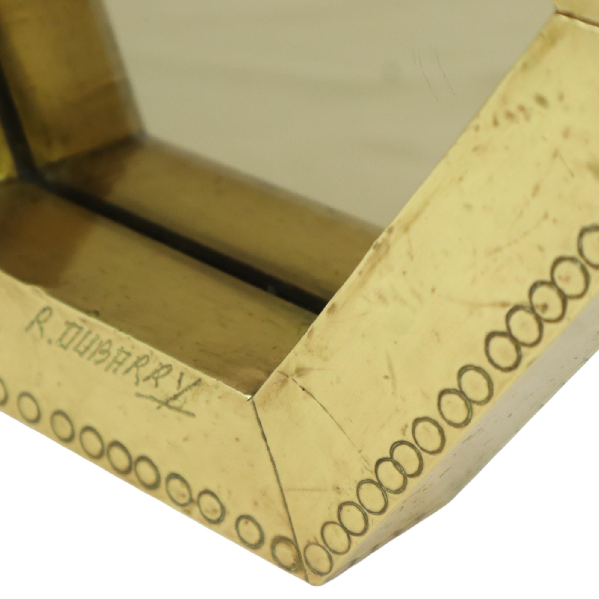 Laiton Rare miroir hexagonal en laiton Rodolfo Dubarry 1970 en vente