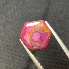 Rare Hexagonal Trapiche Pinkish Red Ruby (Corundum) Slice for Jewelry