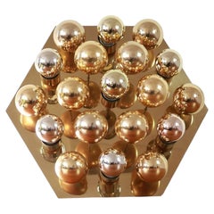 Rare Hexagonal Golden Wall Light by Cosack, Germany, 1970s, Maximalist