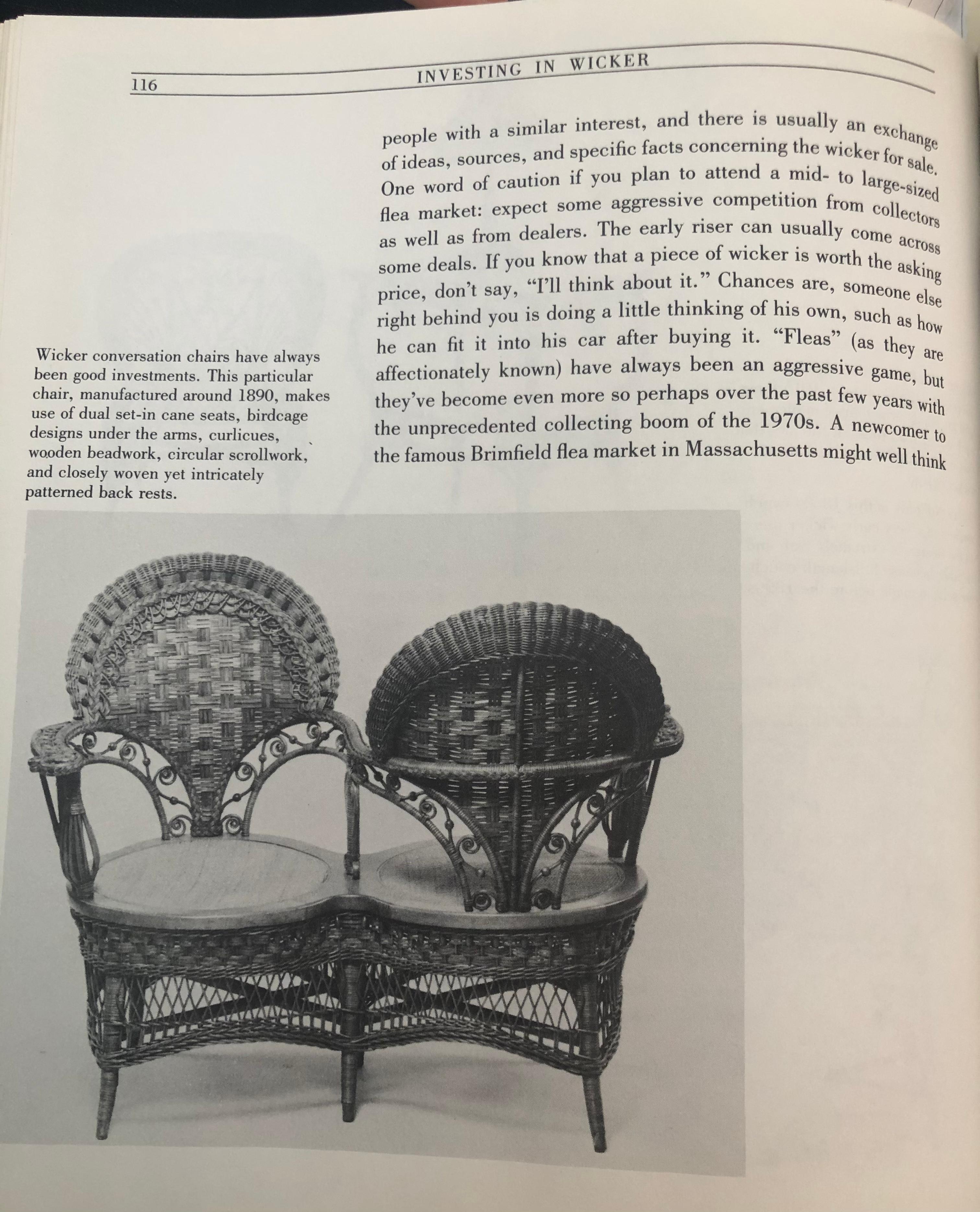 Rare Heywood Brothers and Wakefield Victorian Wicker Conversation Gossip Chair For Sale 2