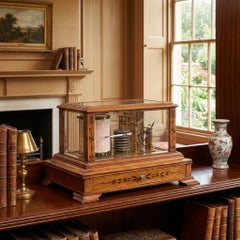 Rare Hezzanith Oak Cased Barograph With Art Nouveau Inlay