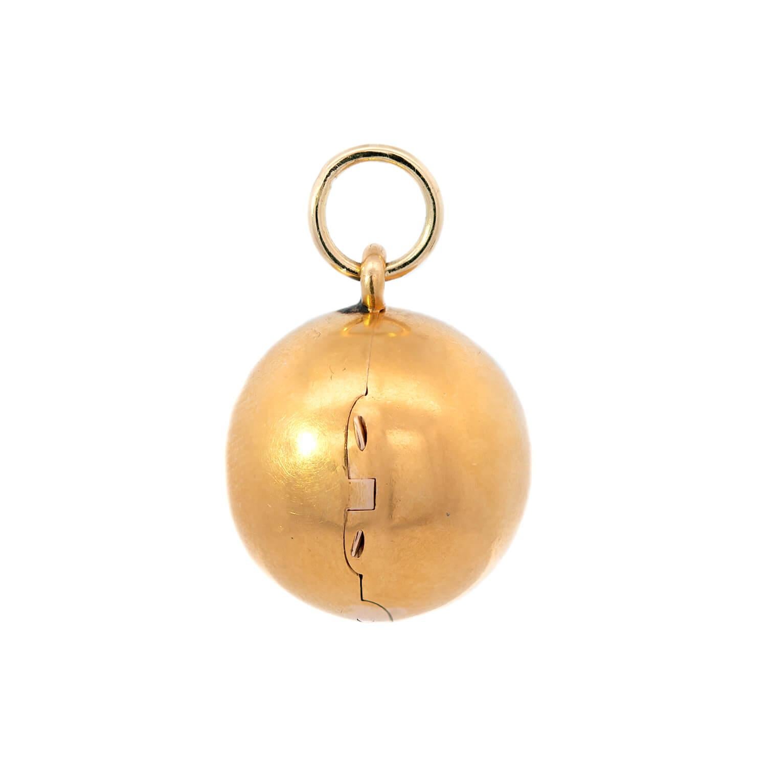 Women's or Men's Rare Hidden Key Victorian 18k Ball Pendant For Sale