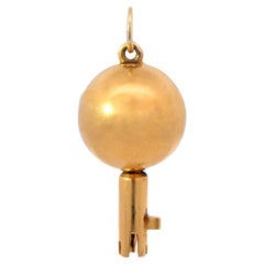 Antique Rare Hidden Key Victorian 18k Ball Pendant