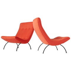 Rare High Back Scoop Chairs by Milo Baughman for Thayer Coggin