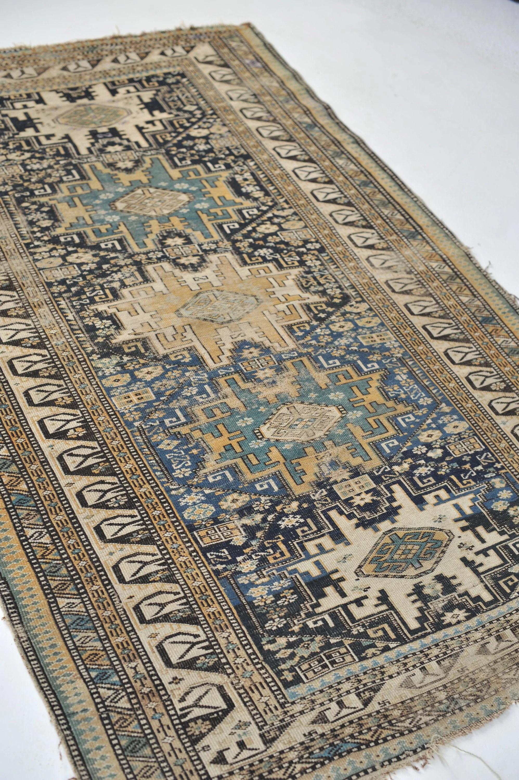 Rara alfombra antigua de gama alta Shirvan/Kuba de las montañas del Cáucaso en venta 4