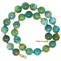 Rare High Grade Peruvian Opal Gold Necklace