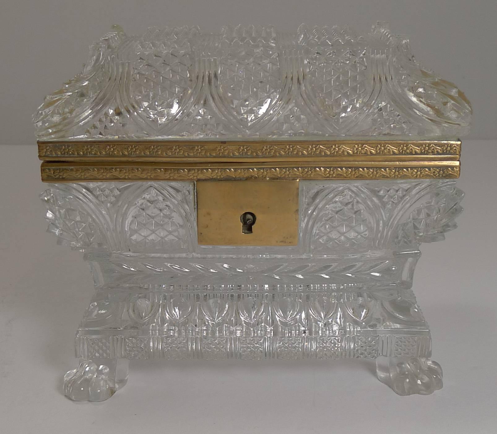 Crystal Rare Highly Cut Baccarat Jewelry Casket / Box, circa 1860