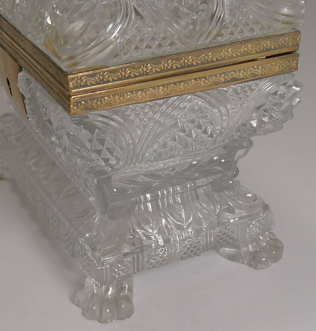 French Rare Highly Cut Baccarat Jewelry Casket / Box, circa 1860