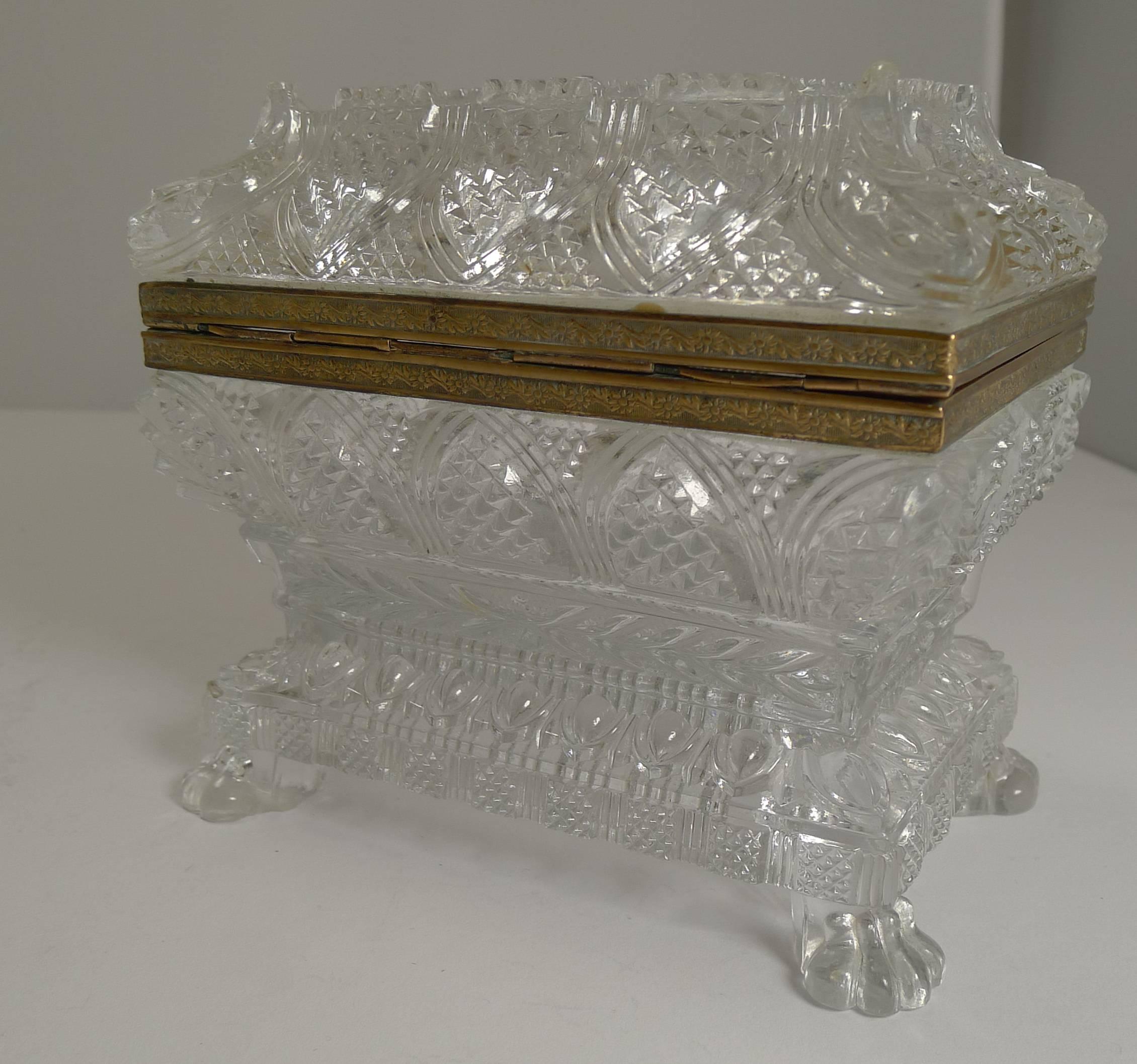 Rare Highly Cut Baccarat Jewelry Casket / Box, circa 1860 In Excellent Condition In Bath, GB