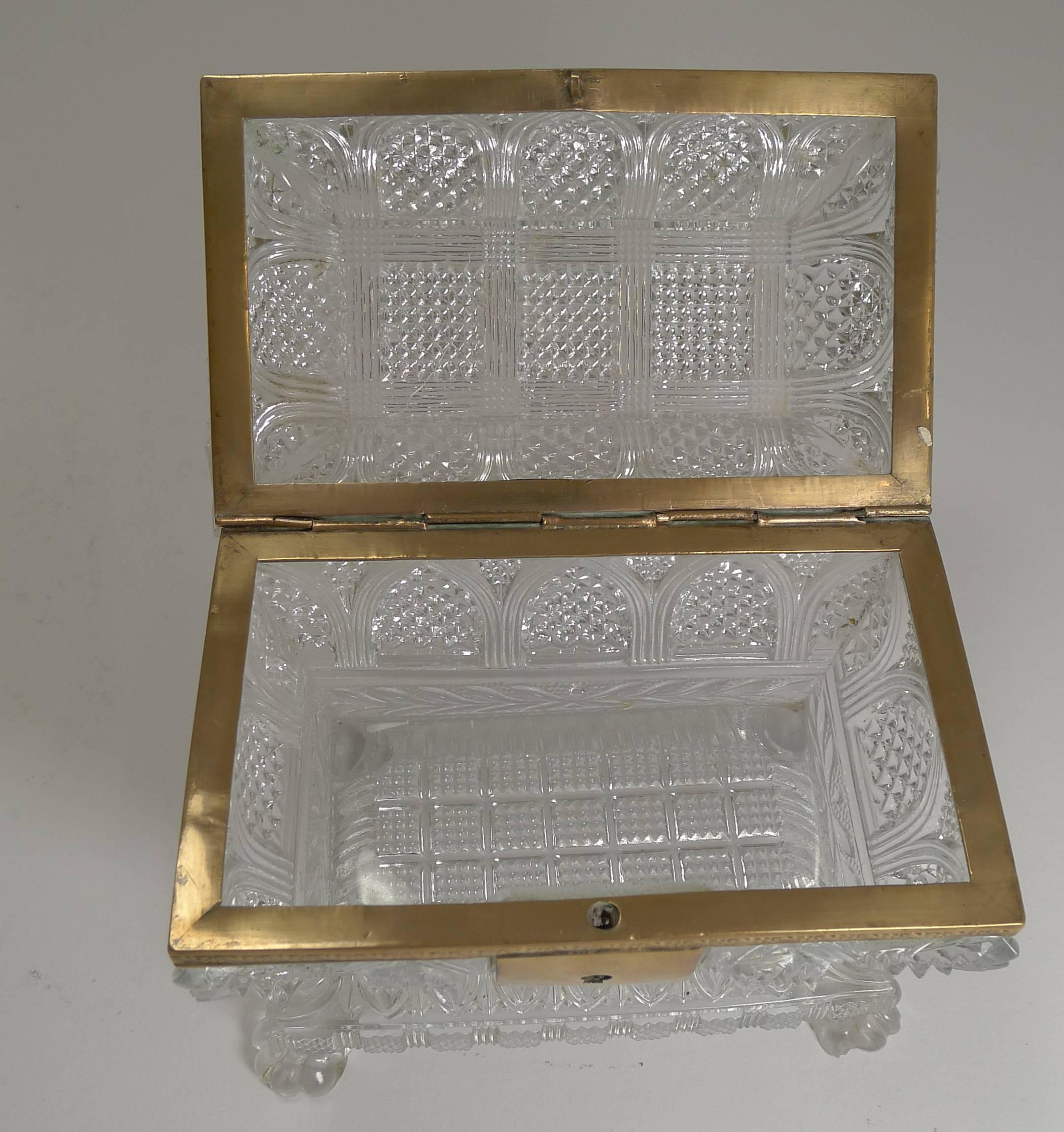 Mid-19th Century Rare Highly Cut Baccarat Jewelry Casket / Box, circa 1860