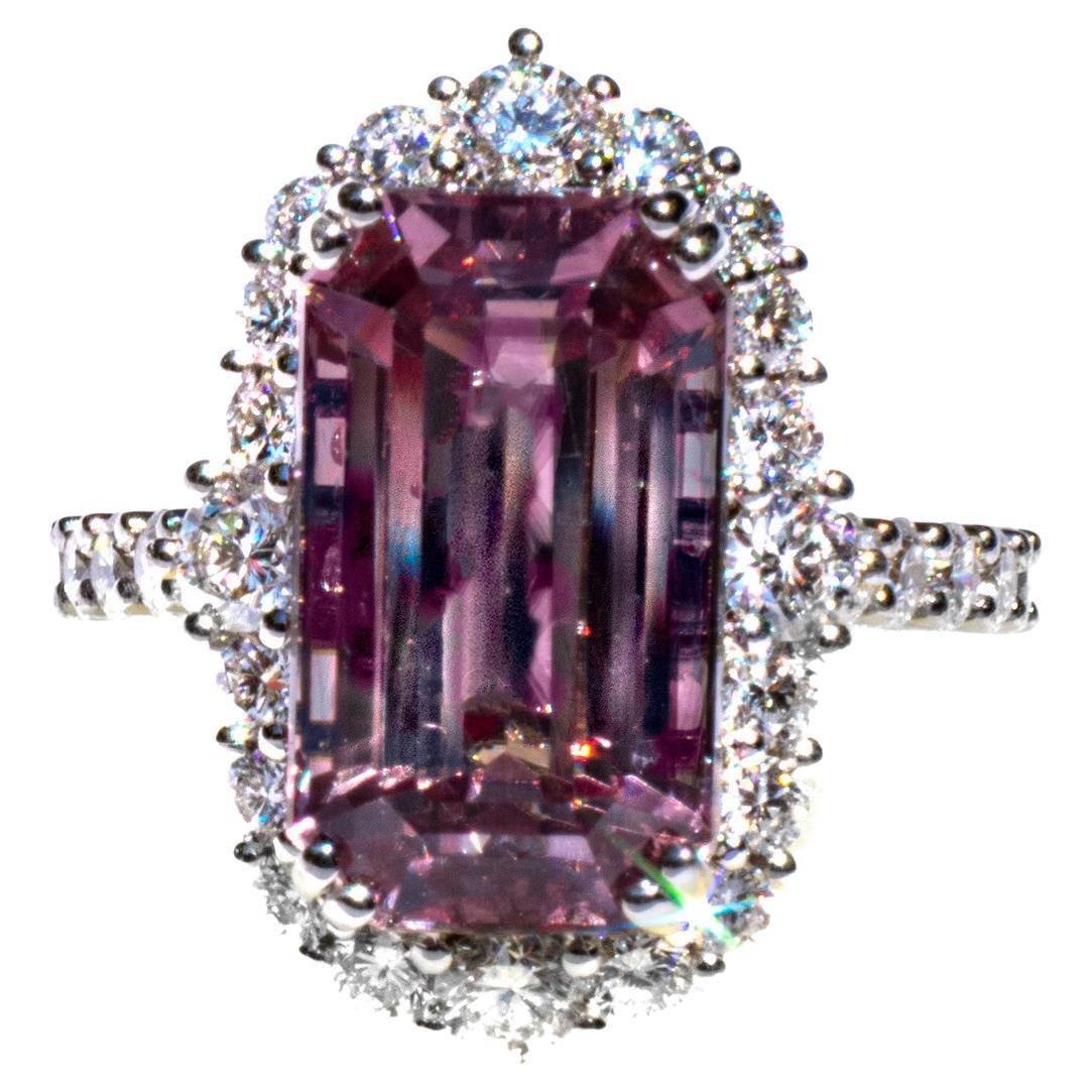 Rare Himalayan Pinkish Purple Diaspore & Diamond 18K Ring 
