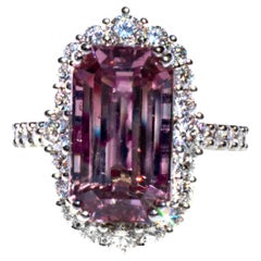 Rare Himalayan Pinkish Purple Diaspore & Diamond 18K Ring 