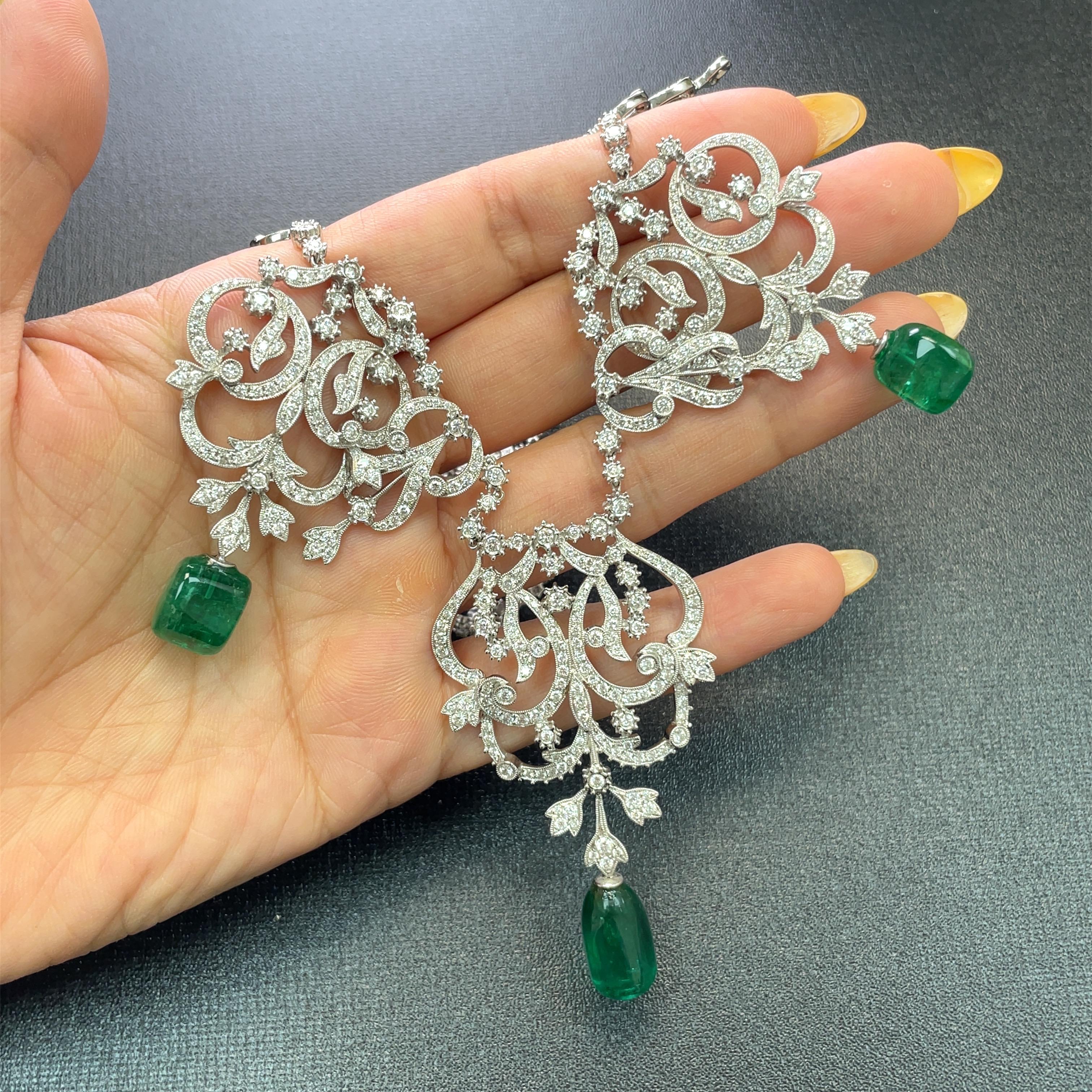 Rare Himalayan Mountain Emerald and Diamond  convertible Tiara/Necklace For Sale 3