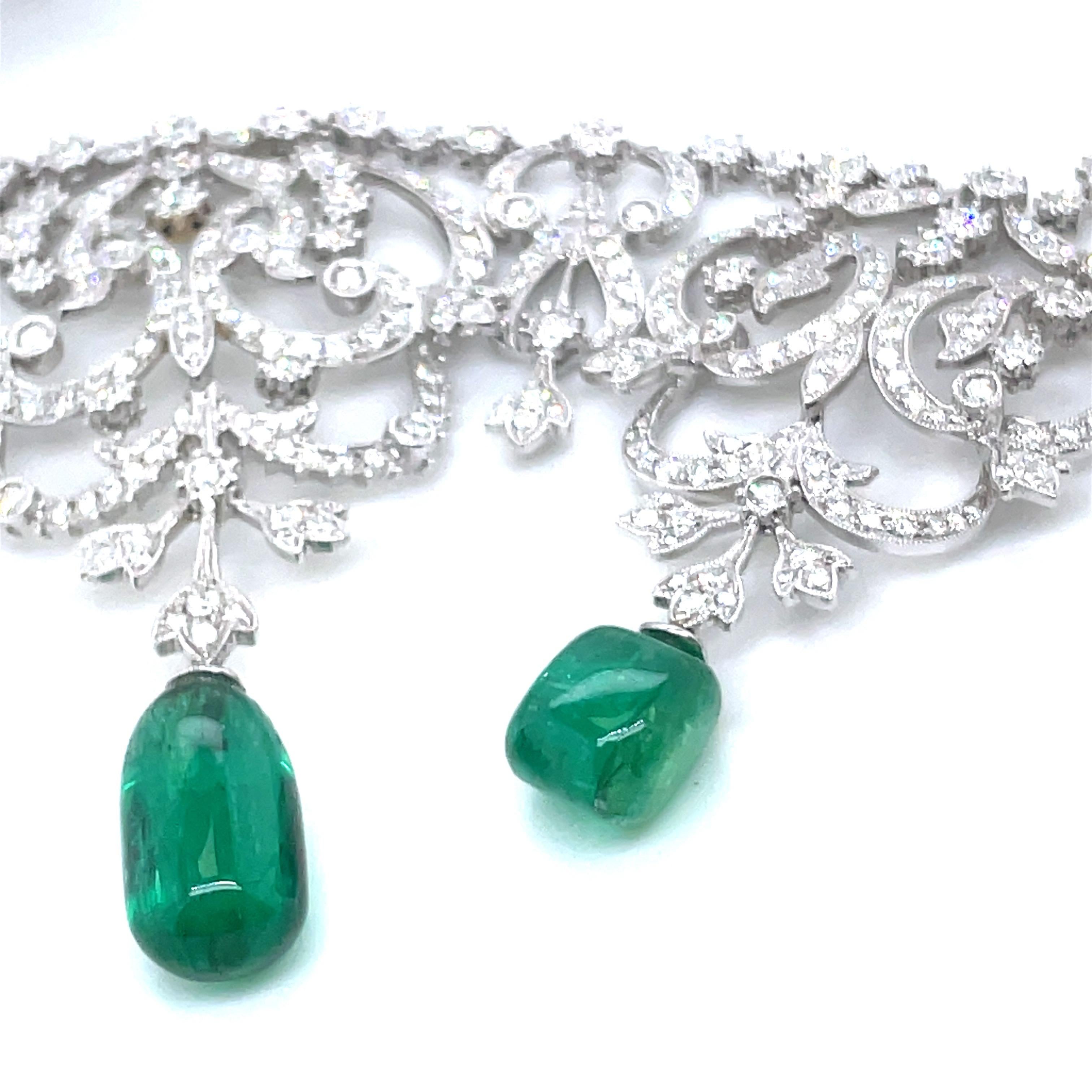 Seltener Himalaya-Gebirge-Smaragd und Diamant  Cabrio-Tiara/Halskette (Perle) im Angebot