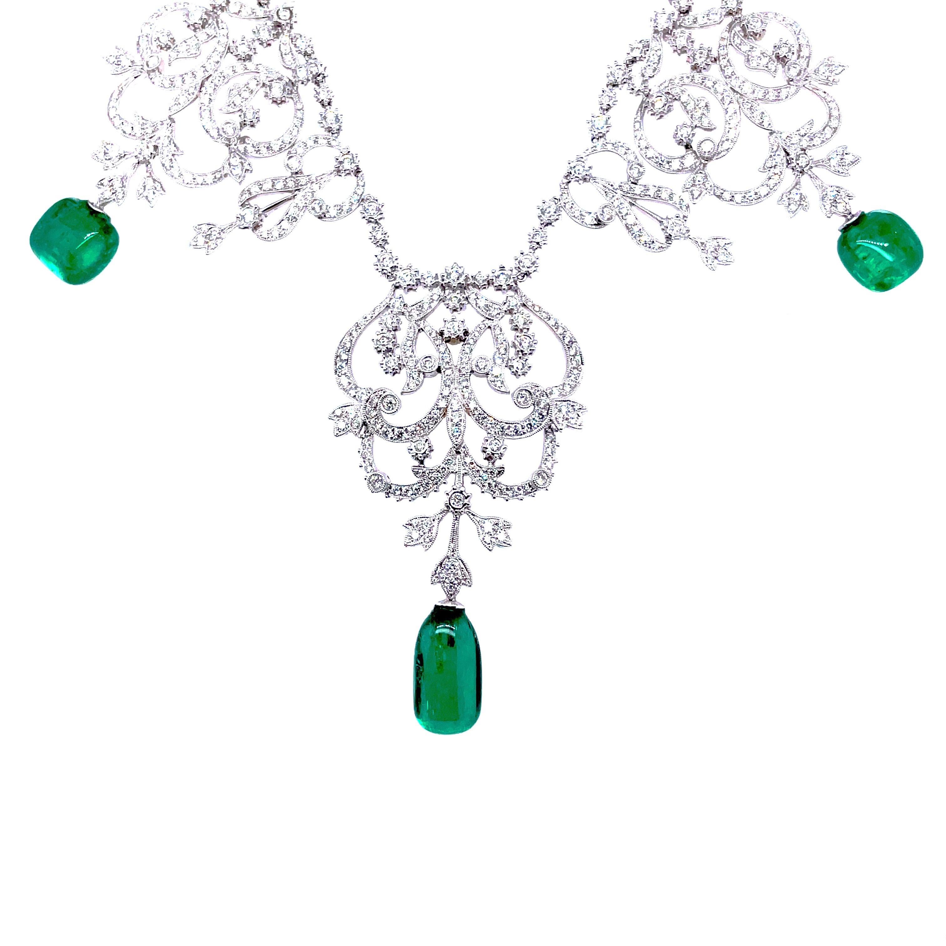 Contemporary Rare Himalayan Mountain Emerald and Diamond  convertible Tiara/Necklace For Sale