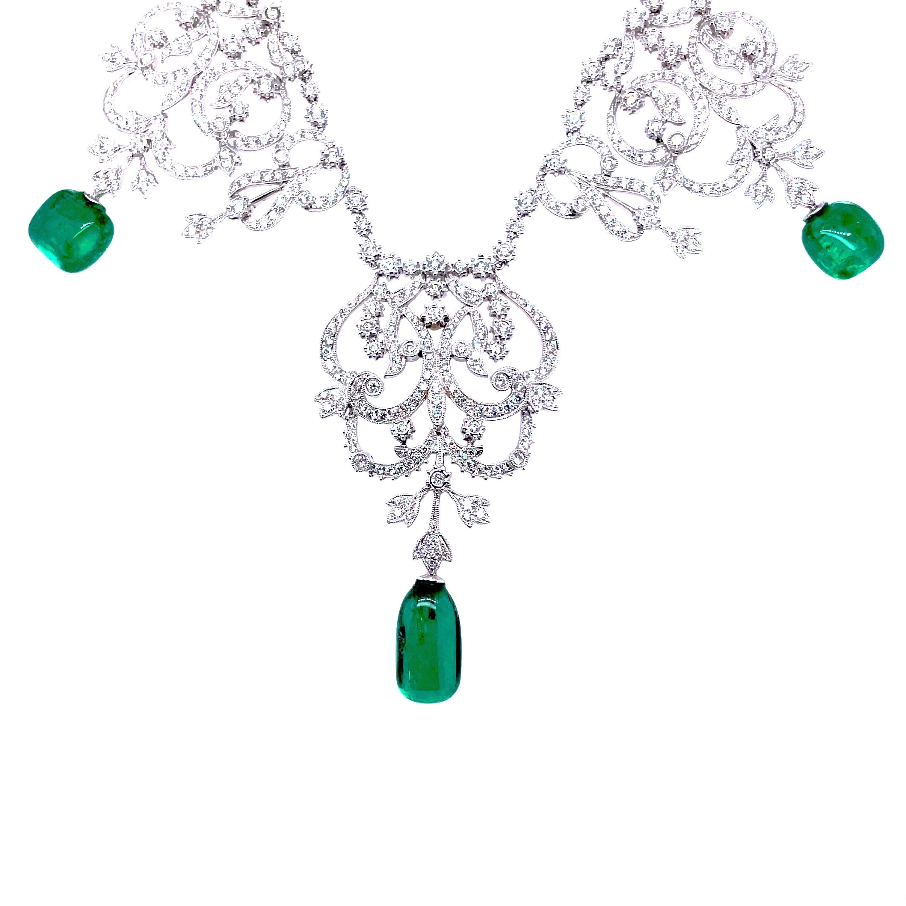 Seltener Himalaya-Gebirge-Smaragd und Diamant  Cabrio-Tiara/Halskette für Damen oder Herren im Angebot