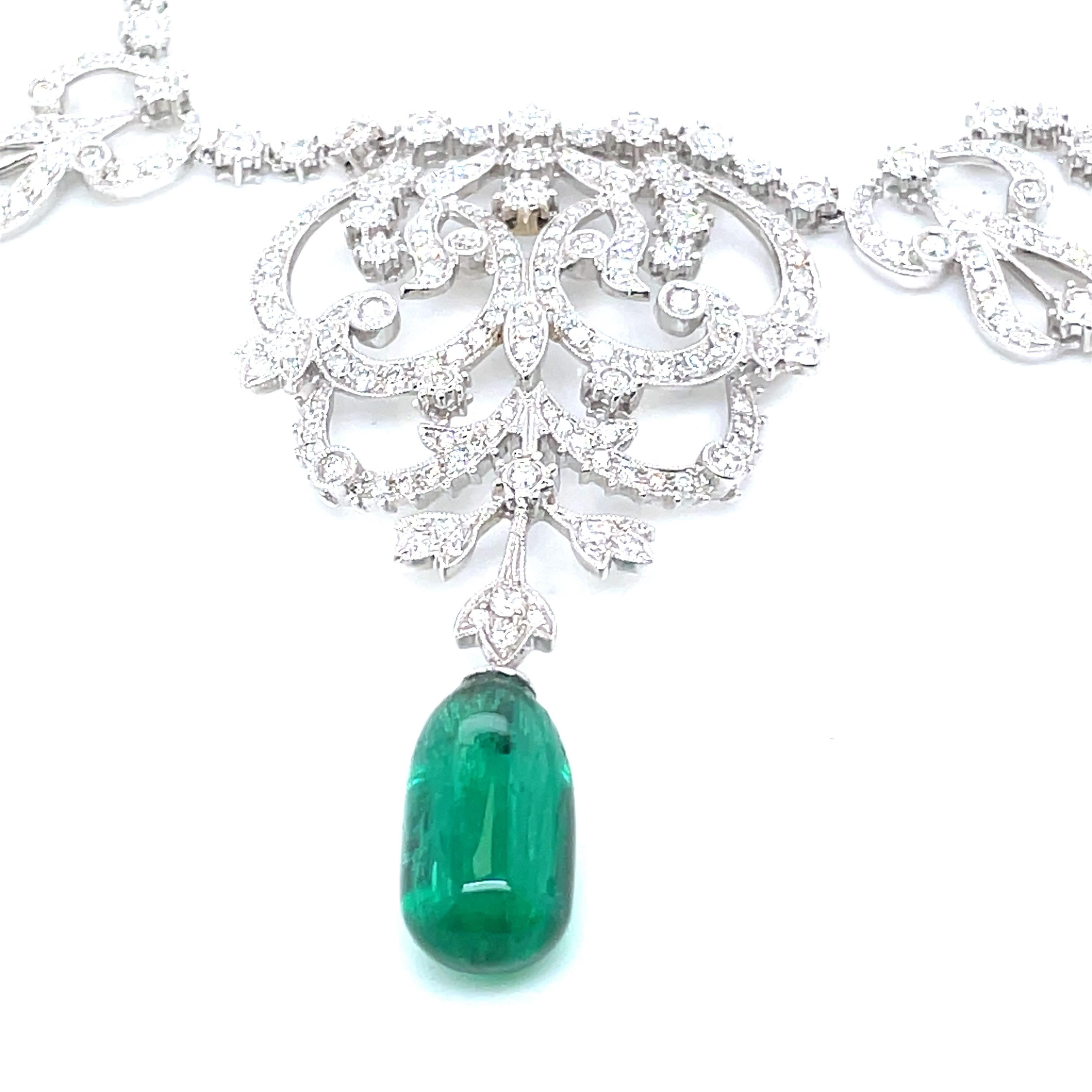 Seltener Himalaya-Gebirge-Smaragd und Diamant  Cabrio-Tiara/Halskette im Angebot 1