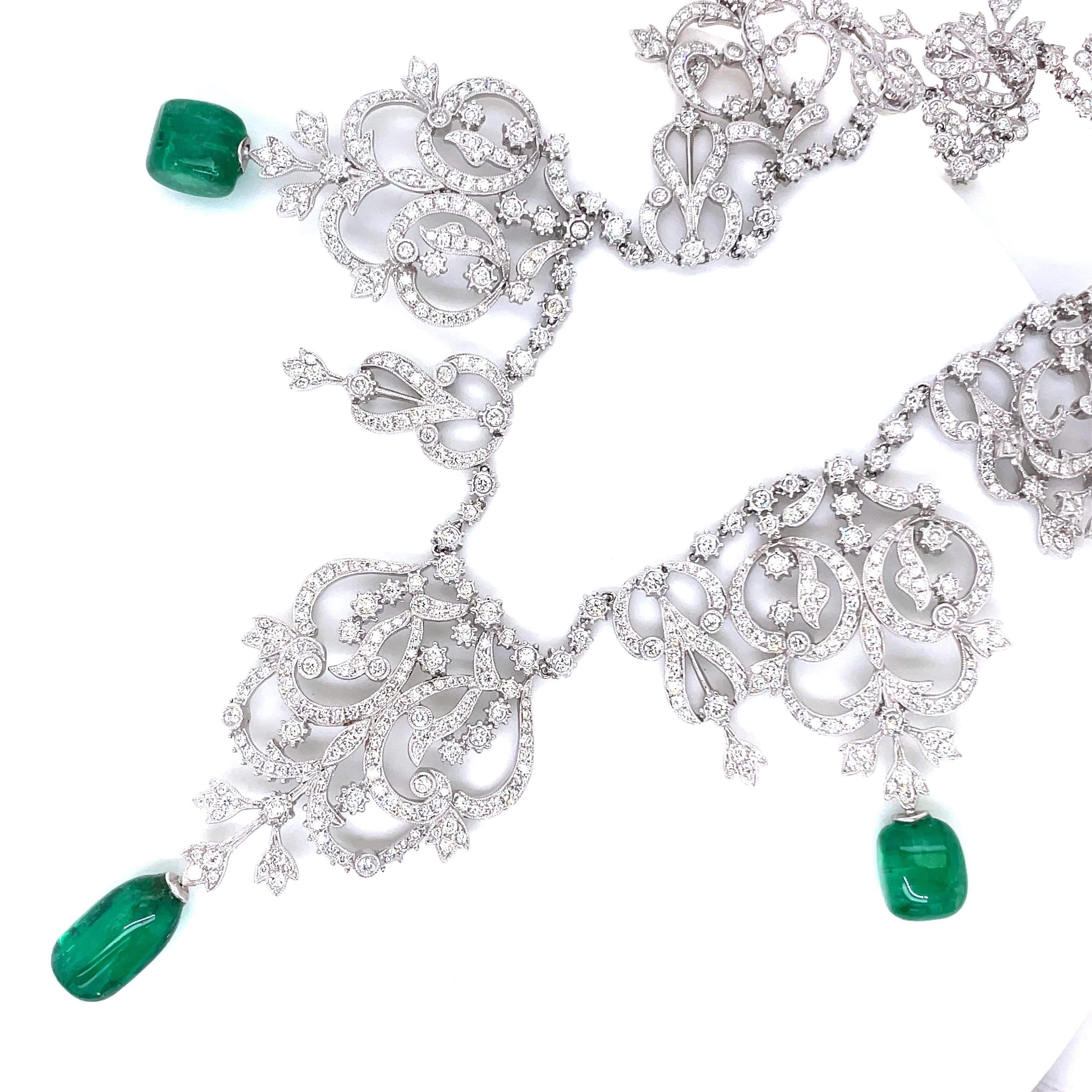 Rare Himalayan Mountain Emerald and Diamond  convertible Tiara/Necklace In New Condition For Sale In Hong Kong, HK