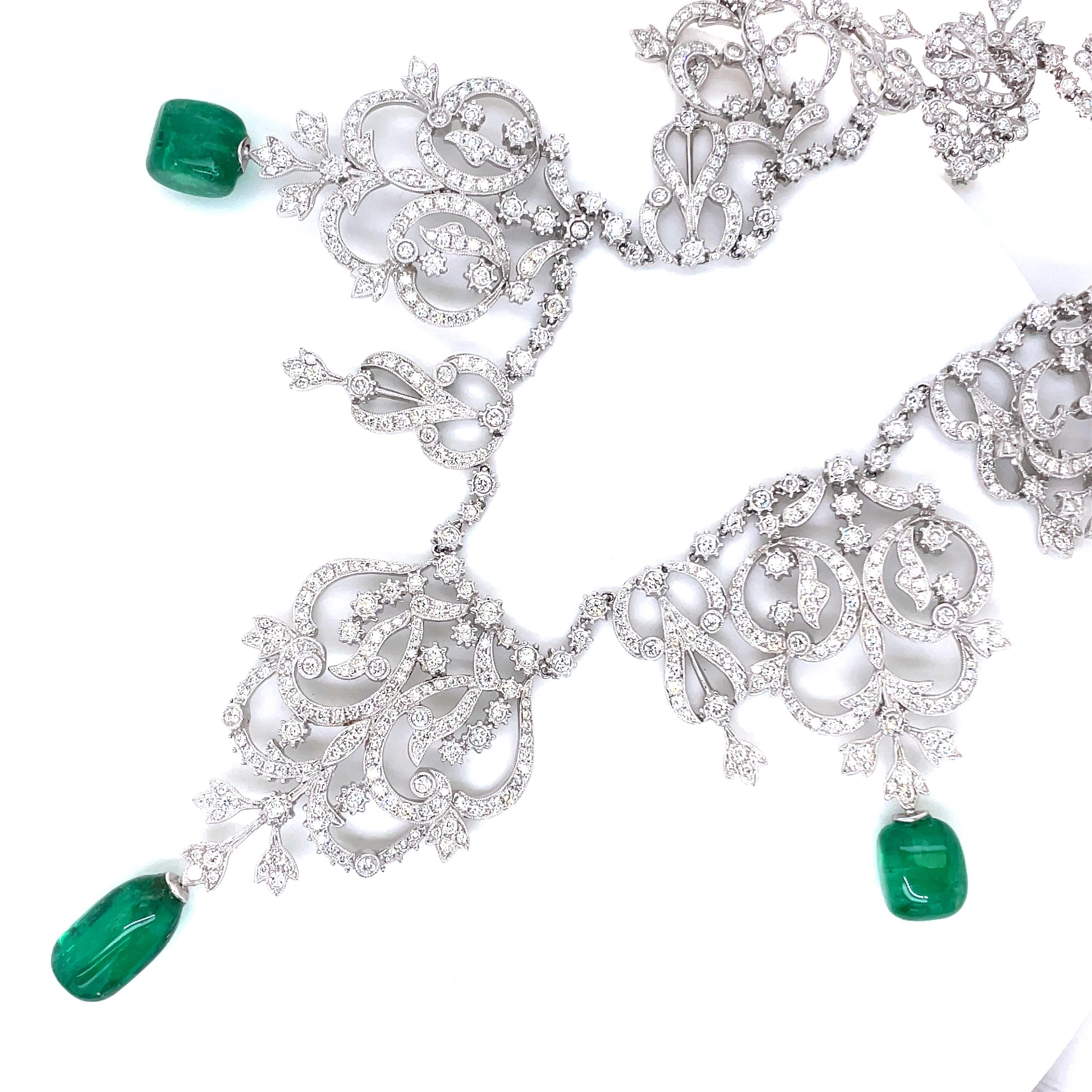 Seltener Himalaya-Gebirge-Smaragd und Diamant  Cabrio-Tiara/Halskette im Angebot 2