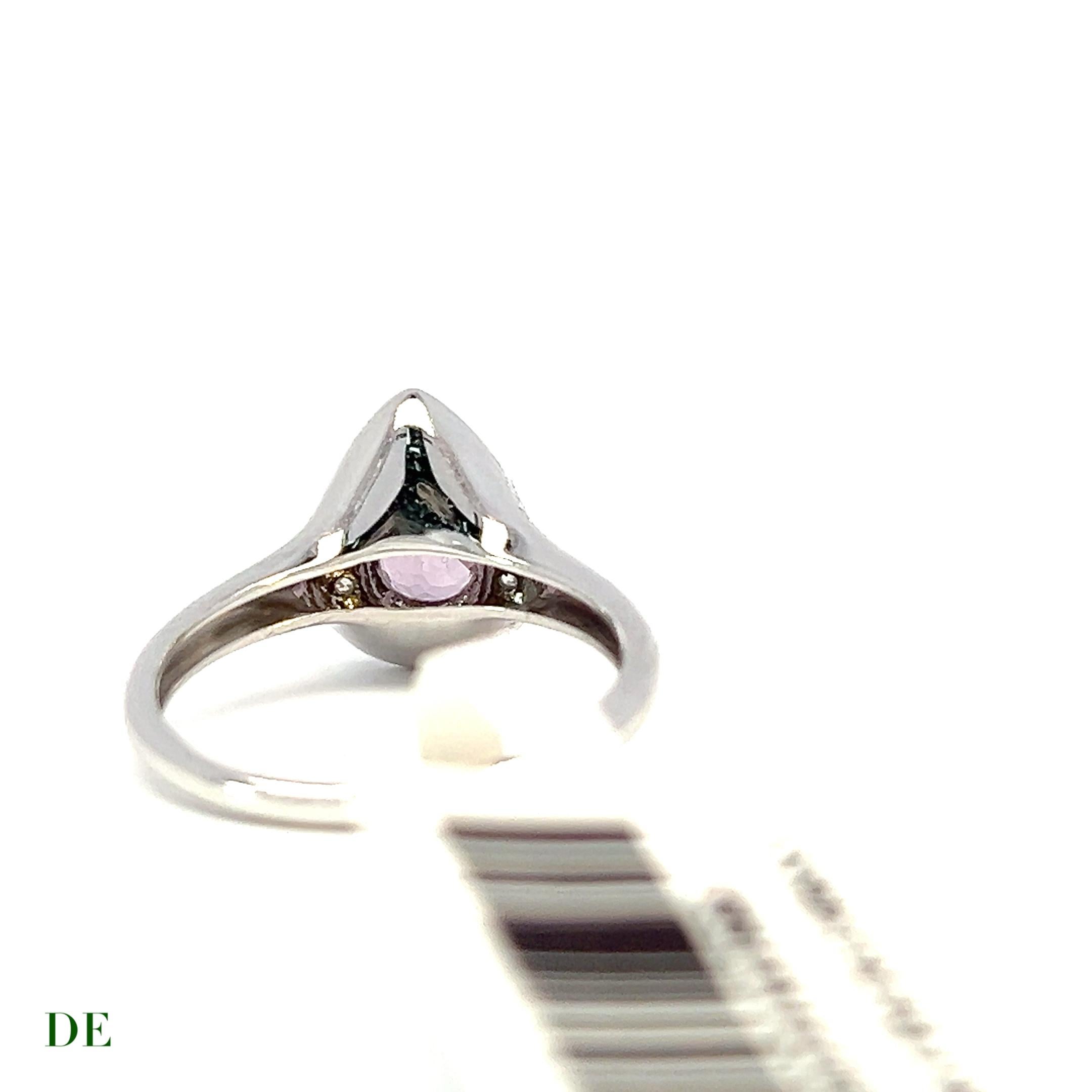 Rare Himalayan Pinkish Purple 1.138 ct Diaspore 14k white gold diamond ring   In New Condition In kowloon, Kowloon