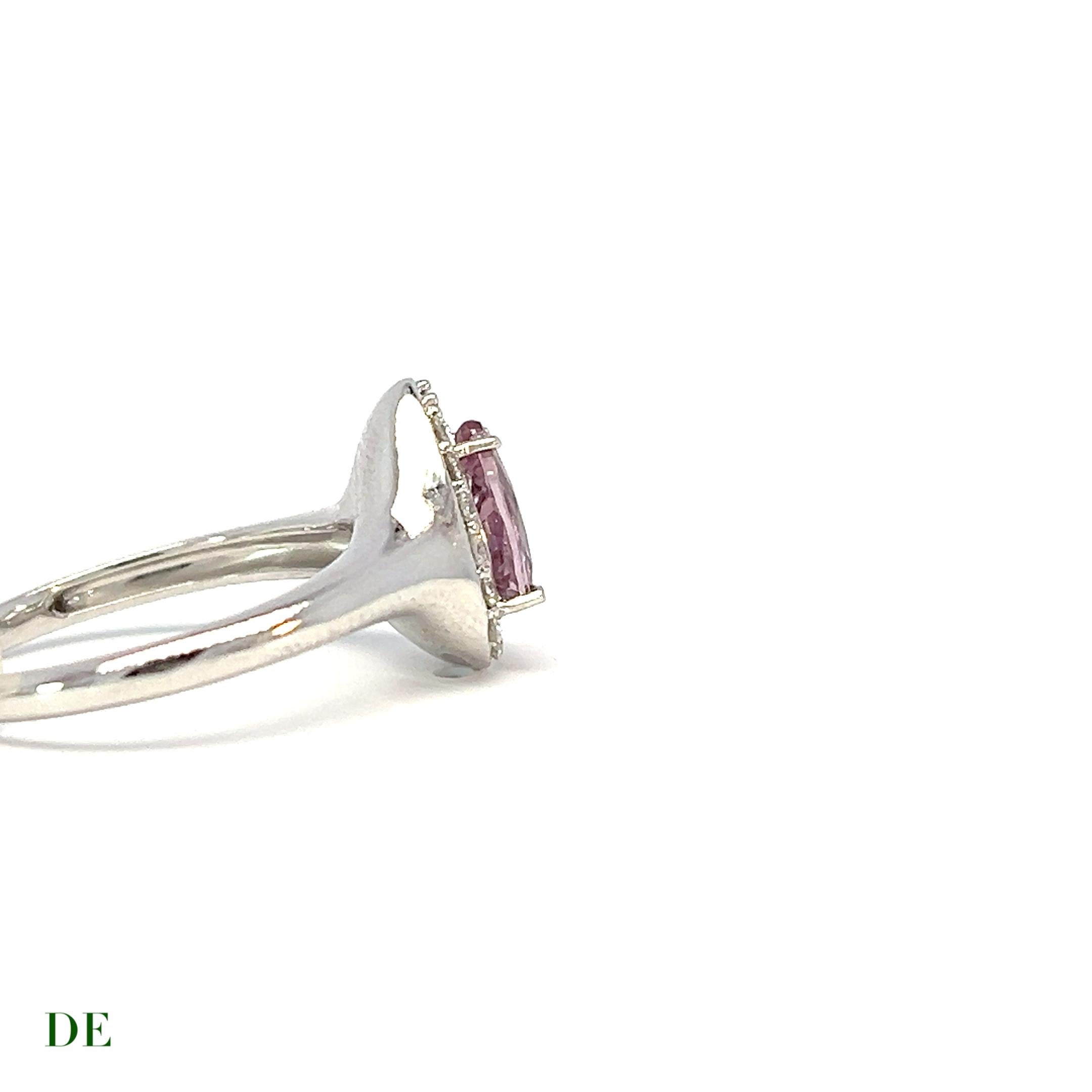 Women's or Men's Rare Himalayan Pinkish Purple 1.138 ct Diaspore 14k white gold diamond ring  