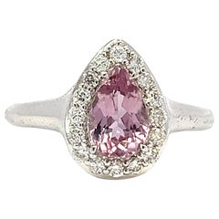 Rare Himalayan Pinkish Purple 1.138 ct Diaspore 14k white gold diamond ring