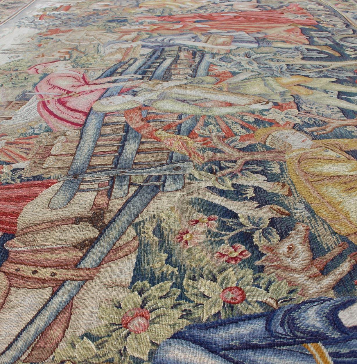 Rare, Historical, Antique European Continental Tapestry with Forest Scene For Sale 2