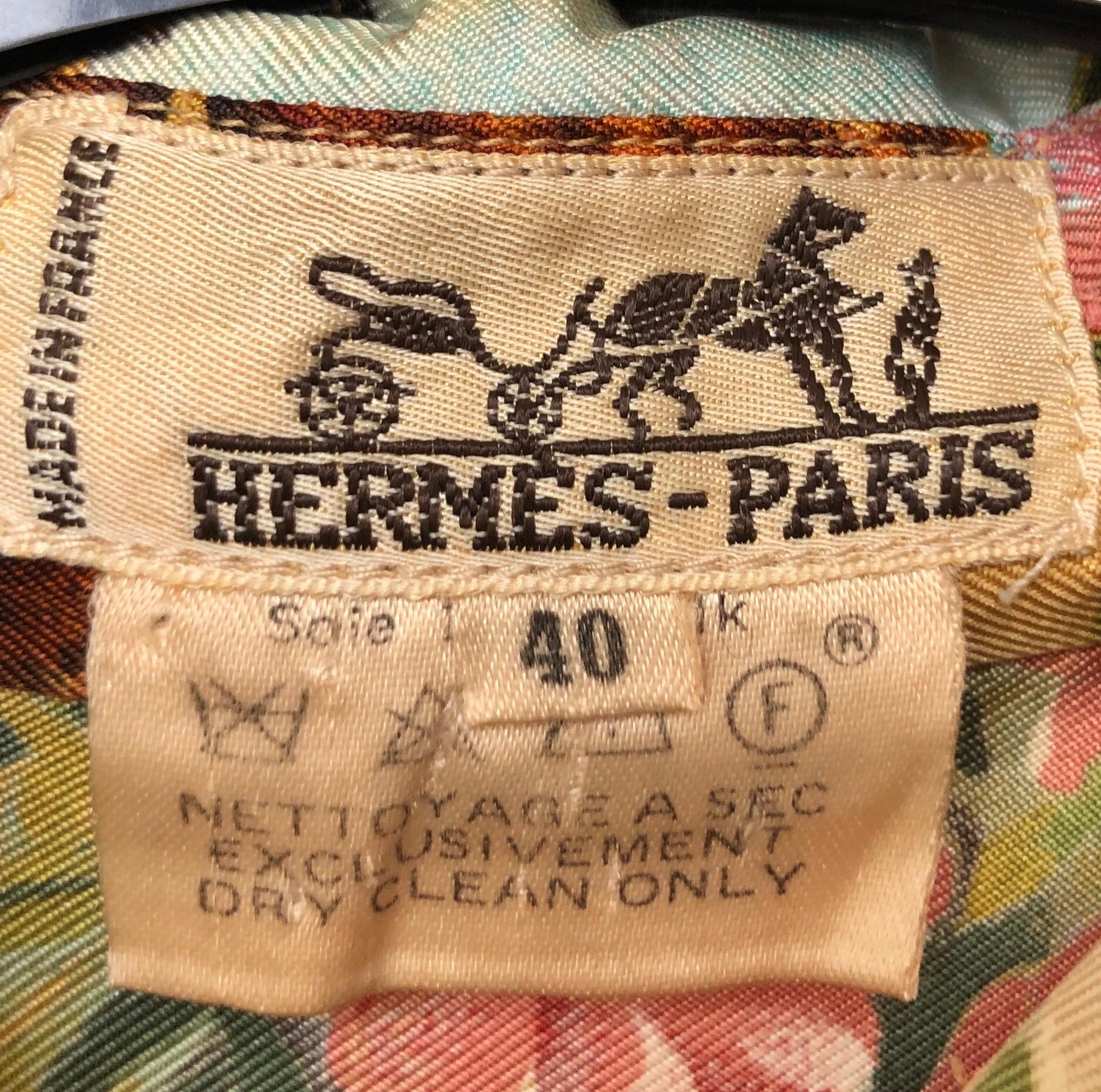 Raro storico  Camicia di seta Hermes -illustrazione di Kermit Oliver. Circa 1992 in vendita 1