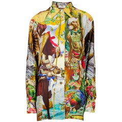 Raro storico  Camicia di seta Hermes -illustrazione di Kermit Oliver. Circa 1992