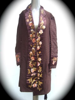 Rare Historical Victorian Embroidered Bespoke Handmade Smoking Jacket c 1910