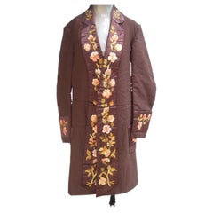Rare Historical Victorian Embroidered Bespoke Handmade Smoking Jacket c 1910
