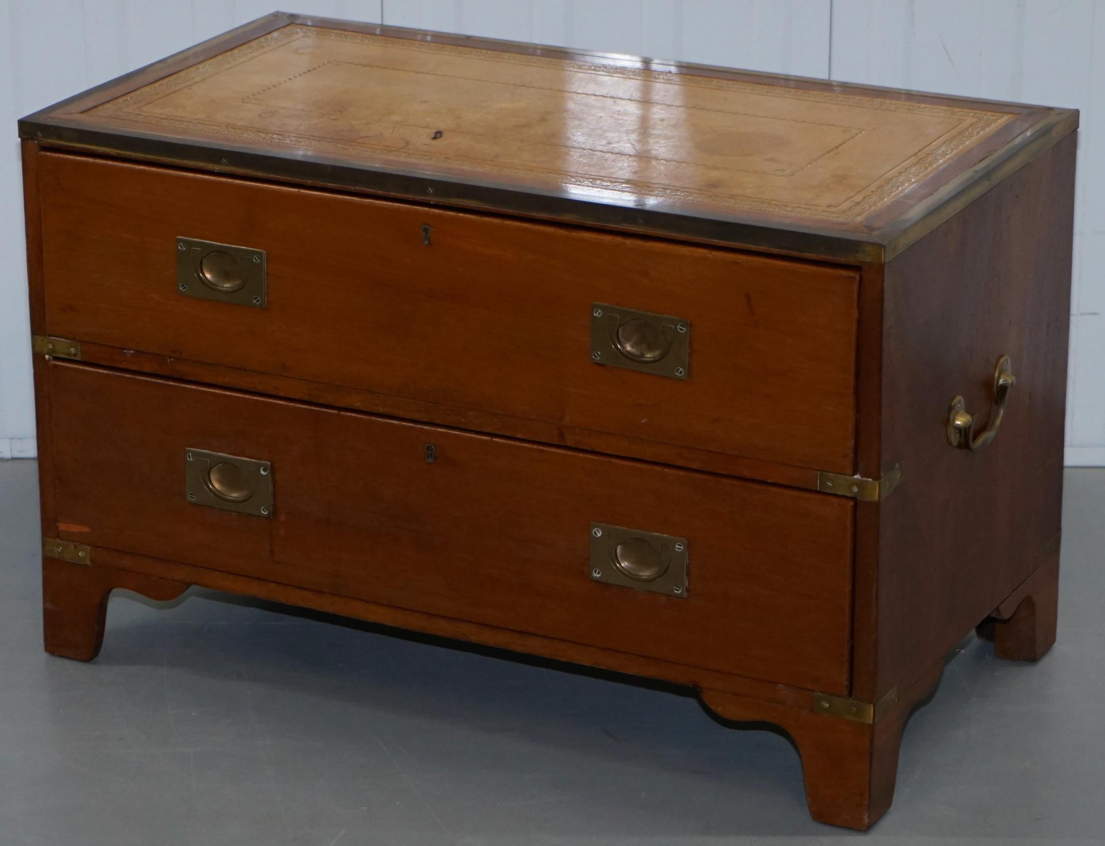 English Rare Hobbs & Co. 1930 Stamped Military Campaign Chest of Drawers, Rare Original