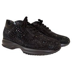 Zapatillas Hogan Atelier Interactive negras con strass, muy poco comunes, talla IT 38,5