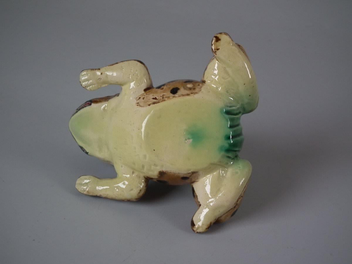 Glazed Rare Holdcroft Majolica Frog Toothpick Holder