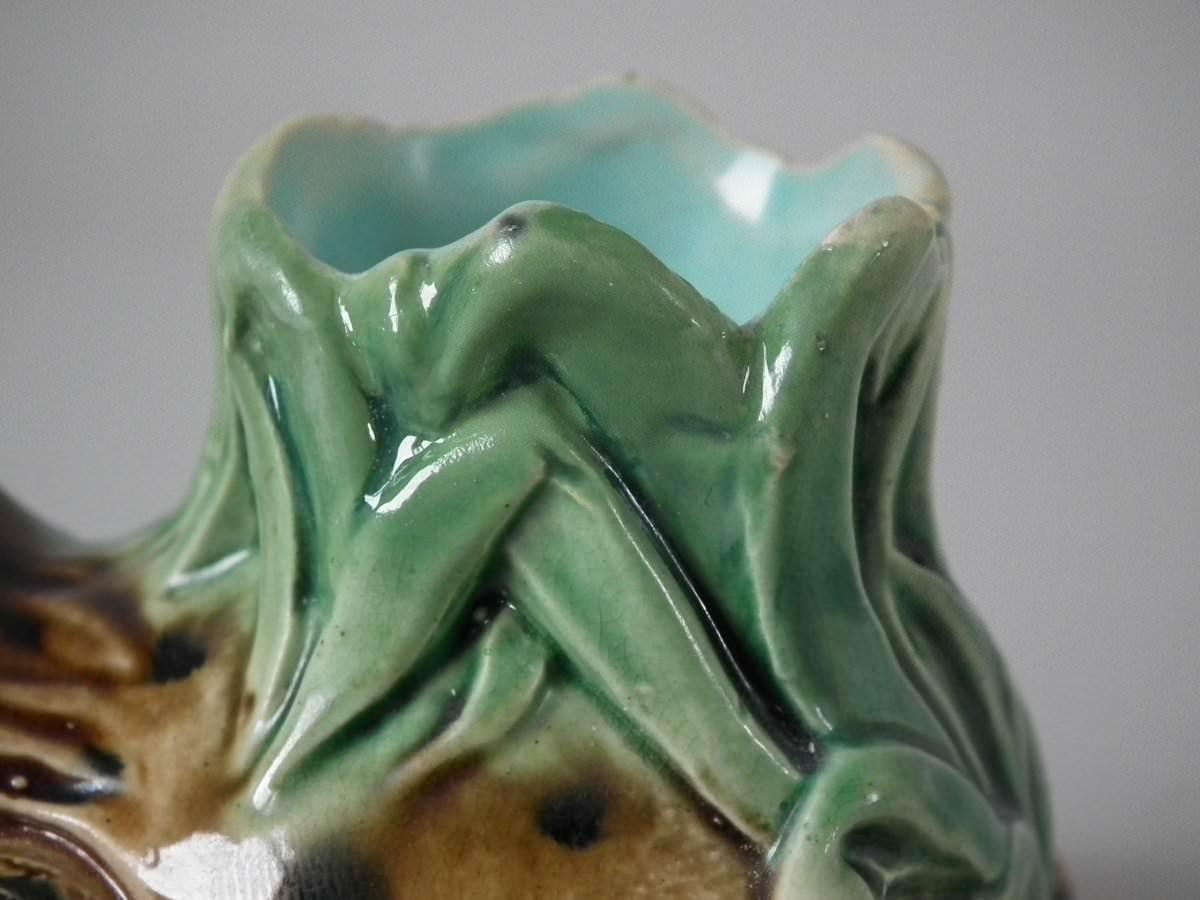 Rare Holdcroft Majolica Frog Toothpick Holder In Good Condition In Chelmsford, Essex