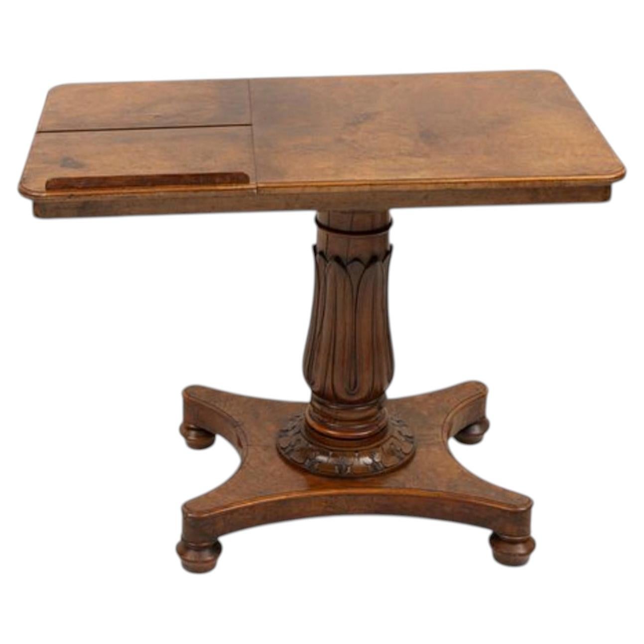 Rare Holland and Sons Furniture William IV Burl Walnut Reading Table, Ca. 1830