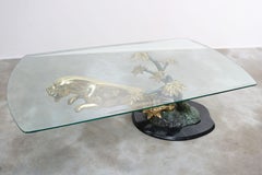 Rare Hollywood Regency Coffee Table / Center Leaping Panther