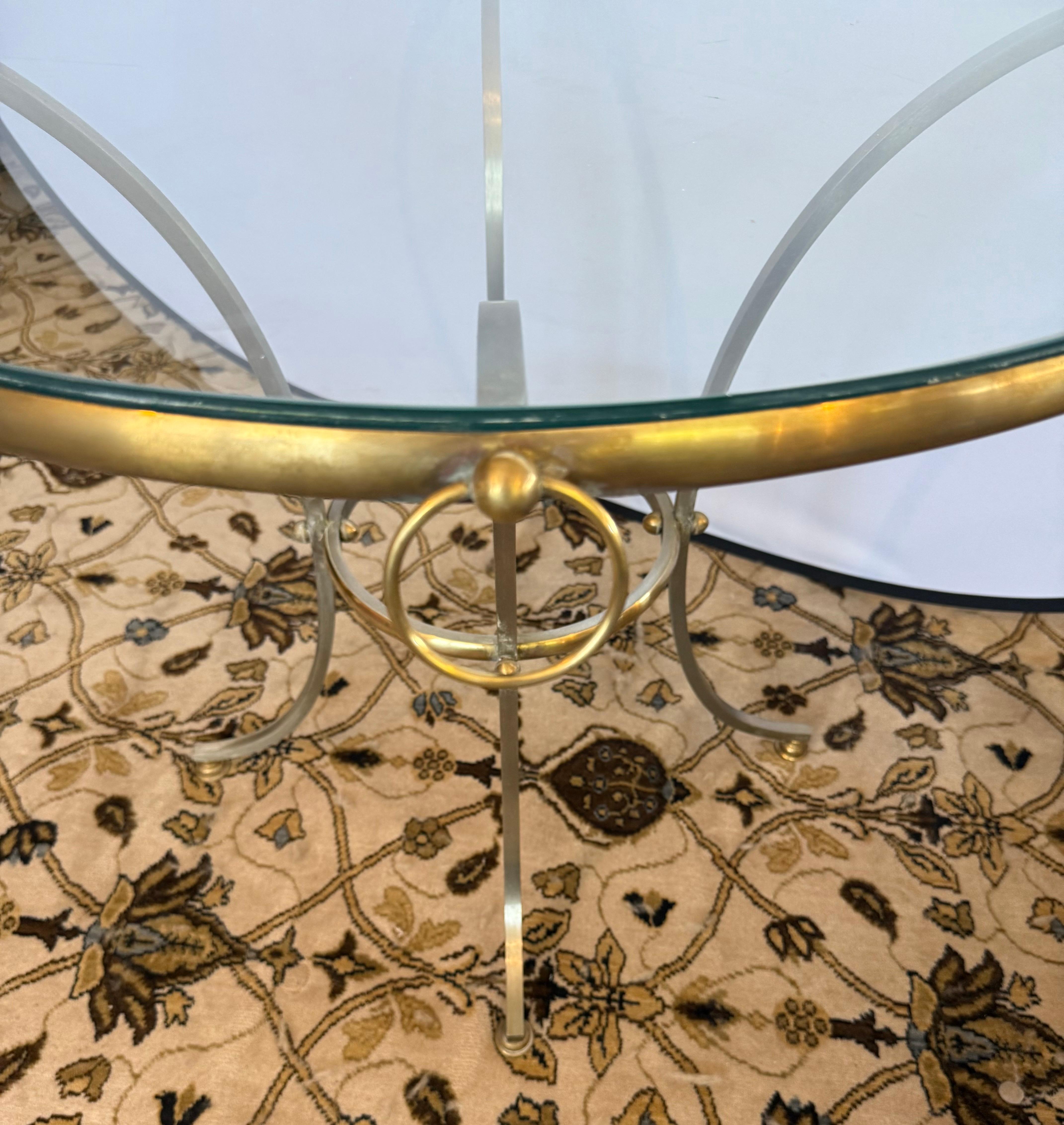 Rare Hollywood Regency Maison Jansen 1970s Foyer Center Round Table For Sale 4