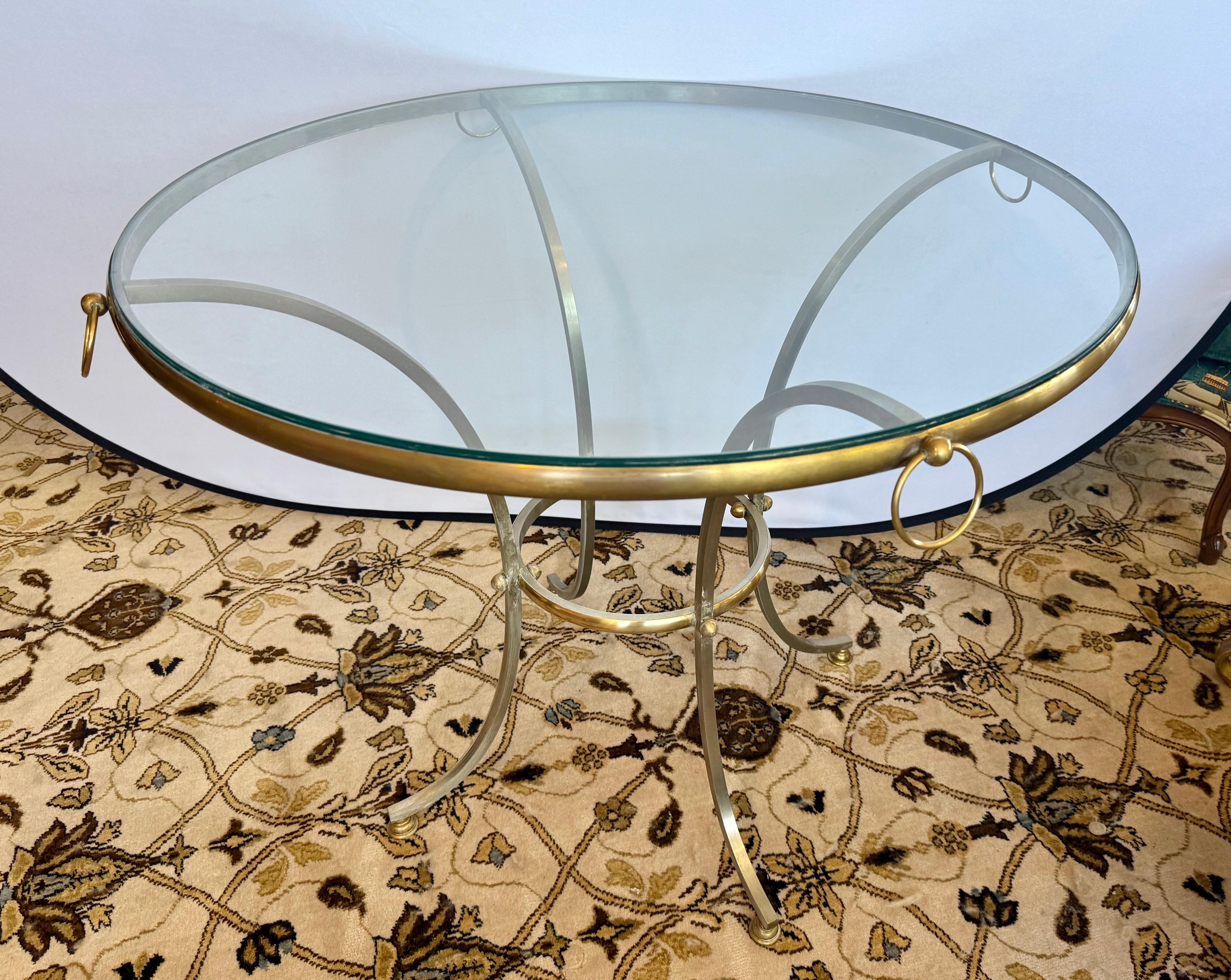 Rare Hollywood Regency Maison Jansen 1970s Foyer Center Round Table For Sale 1