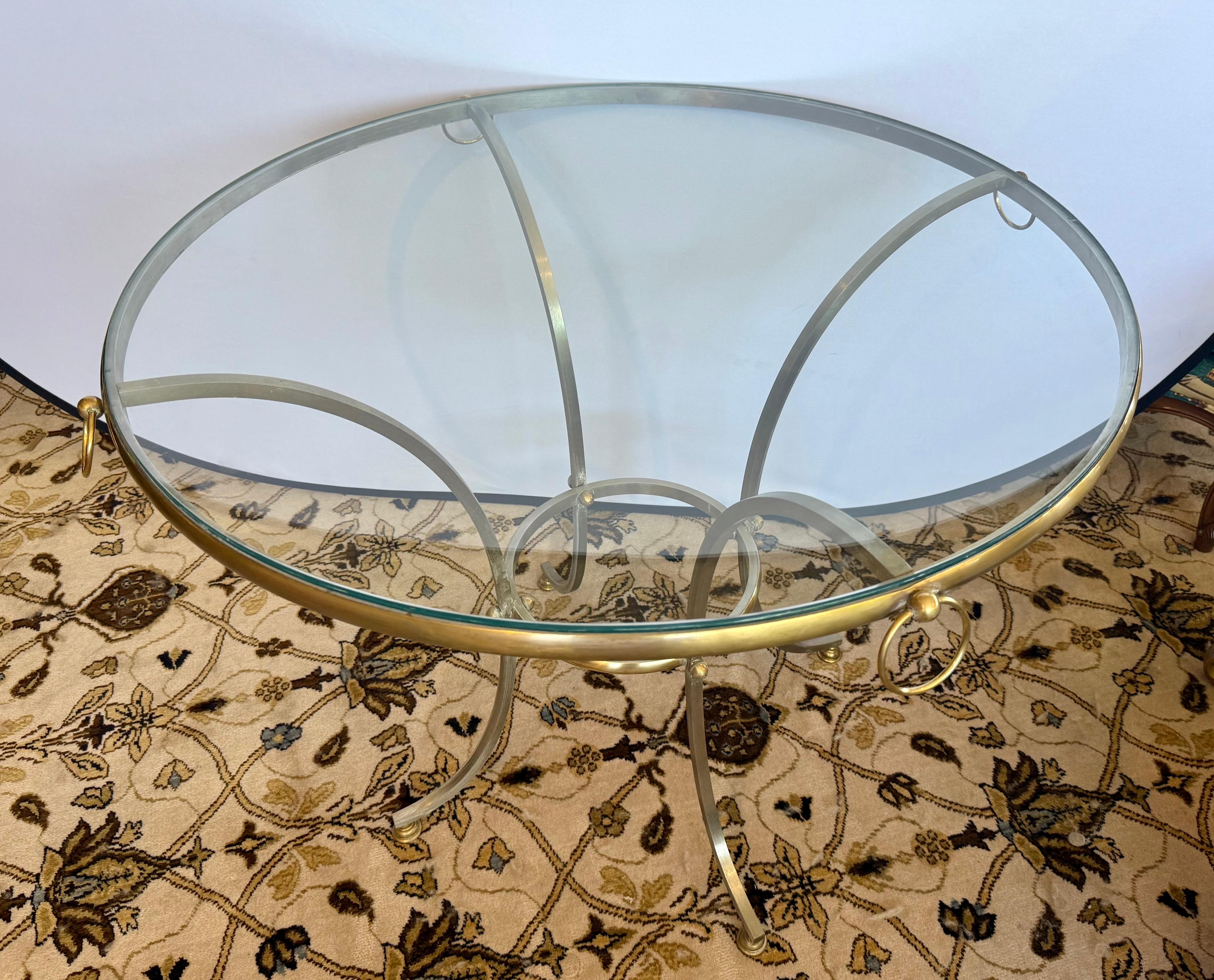 Rare Hollywood Regency Maison Jansen 1970s Foyer Center Round Table For Sale 2